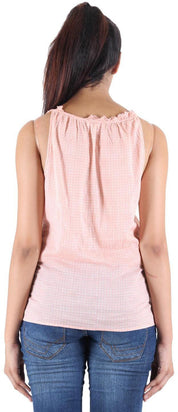KOTTY Party Sleeveless Self Design Women Pink Top 