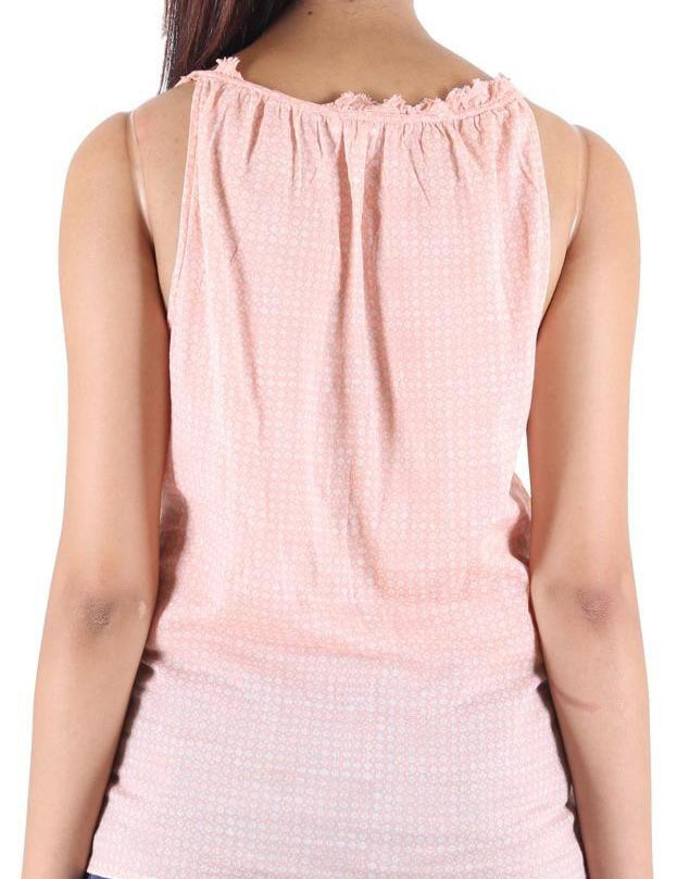 KOTTY Party Sleeveless Self Design Women Pink Top 