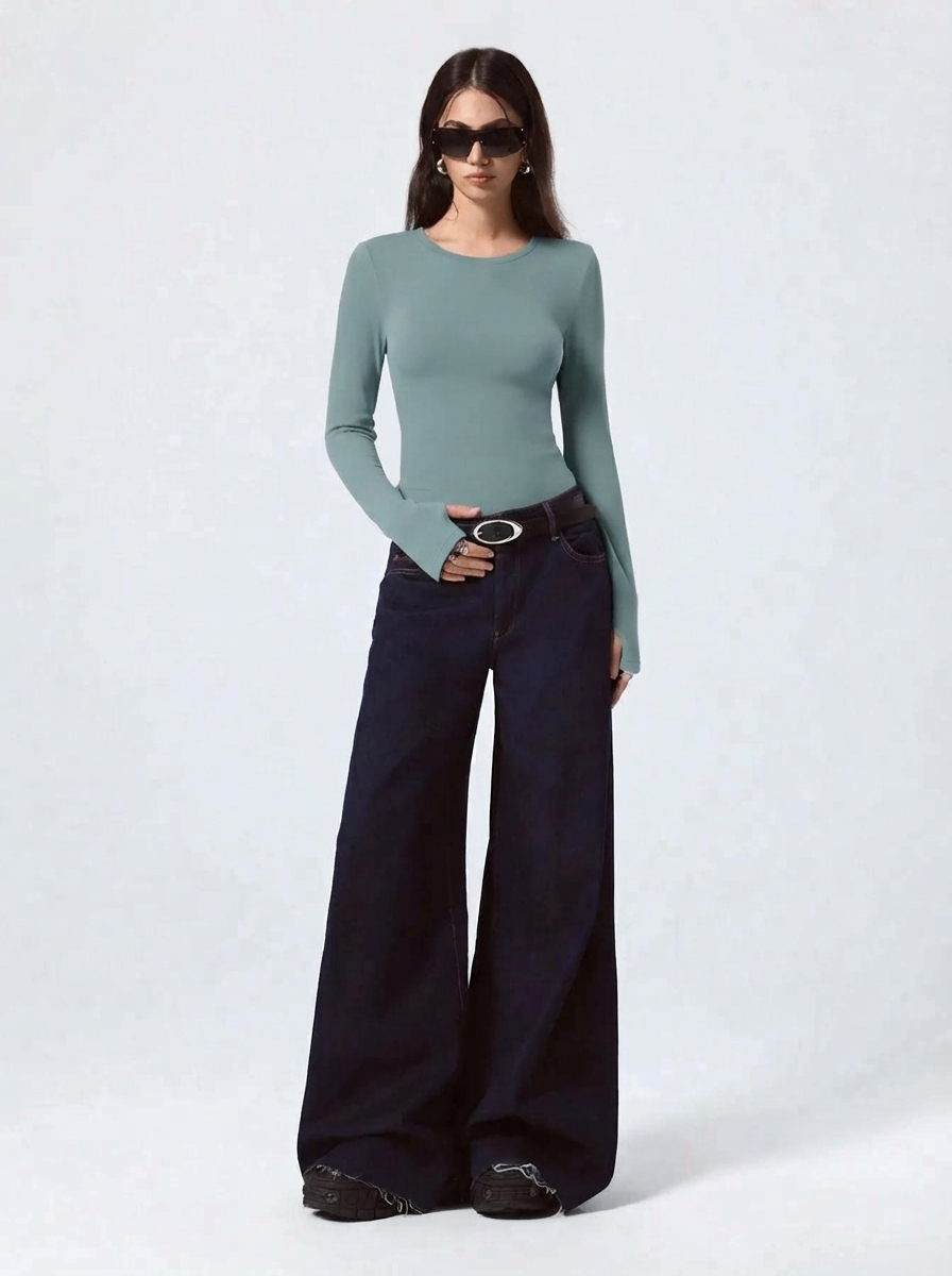 Kotty Women Sage Green Ribbed Top