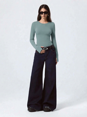 Kotty Women Sage Green Ribbed Top
