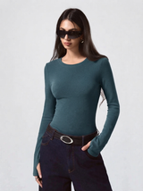 Kotty Women Forest Green Ribbed Top