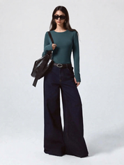 Kotty Women Forest Green Ribbed Top