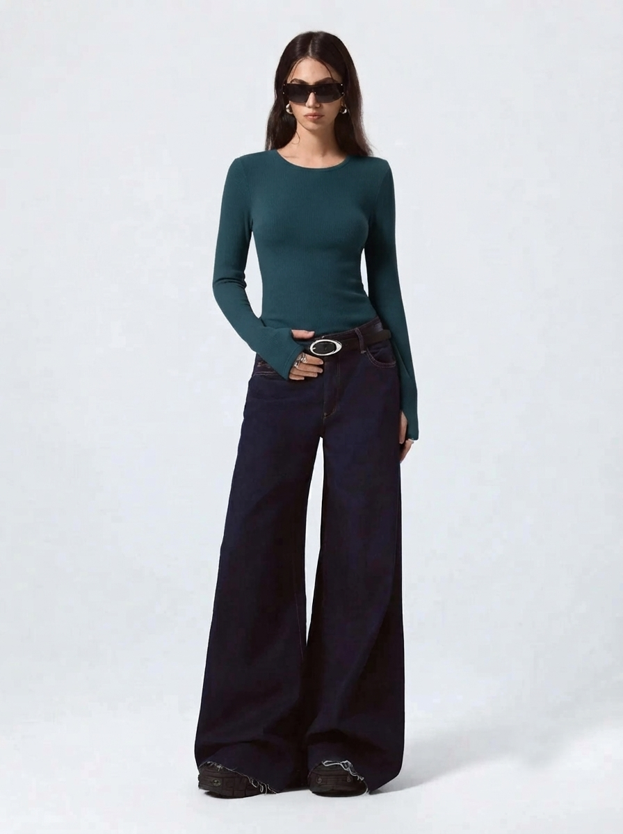 Kotty Women Forest Green Ribbed Top