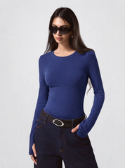Kotty Women Ocean Blue Ribbed Top