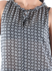 KOTTY Party Sleeveless Self Design Women Black Top 