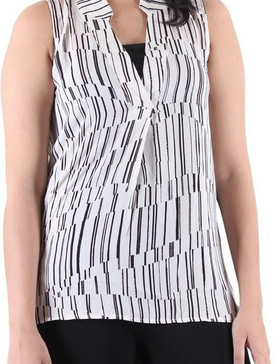 KOTTY Casual Sleeveless Printed Women Black Top 