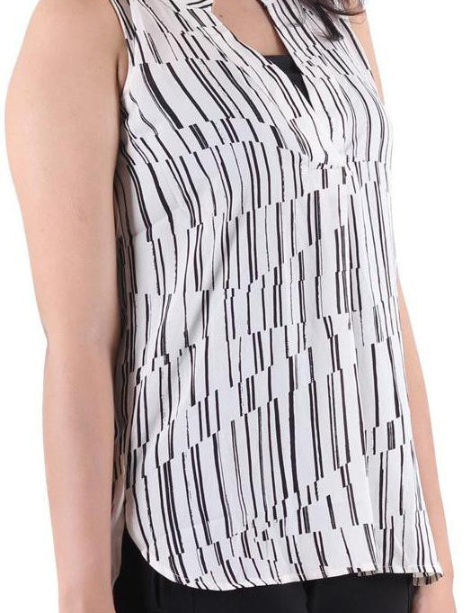 KOTTY Casual Sleeveless Printed Women Black Top 
