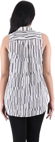 KOTTY Casual Sleeveless Printed Women Black Top 