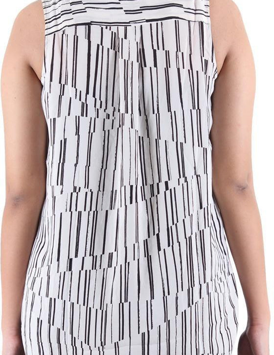 KOTTY Casual Sleeveless Printed Women Black Top 