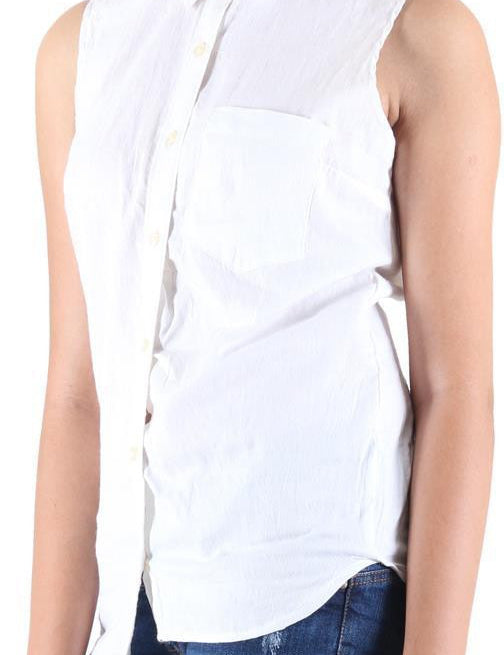 KOTTY Party Sleeveless Self Design Women White Top 