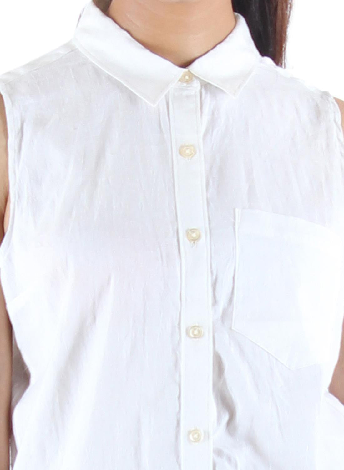 KOTTY Party Sleeveless Self Design Women White Top 
