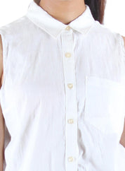 KOTTY Party Sleeveless Self Design Women White Top 