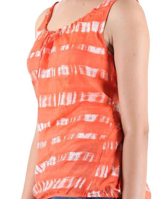 KOTTY Casual Sleeveless Printed Women Orange Top 