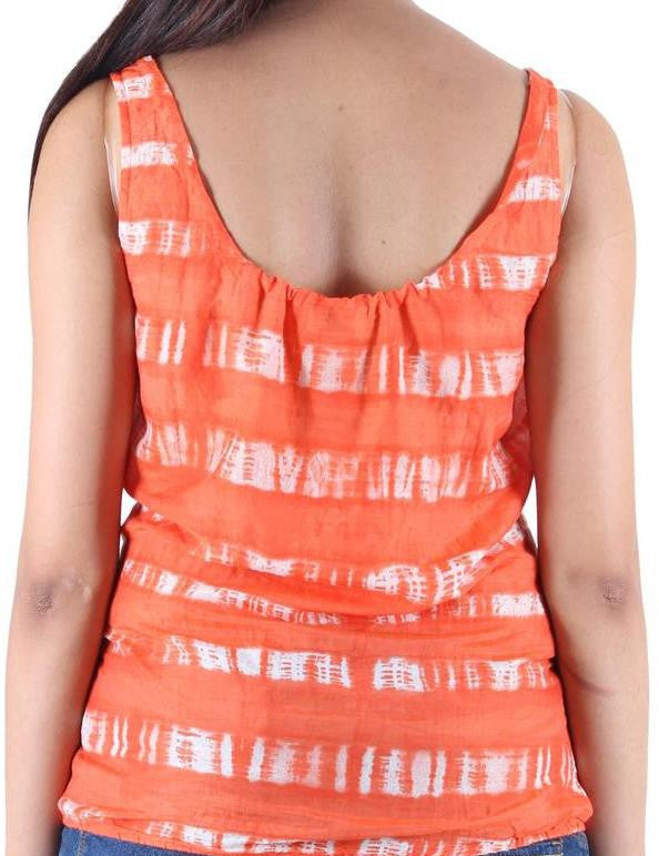 KOTTY Casual Sleeveless Printed Women Orange Top 