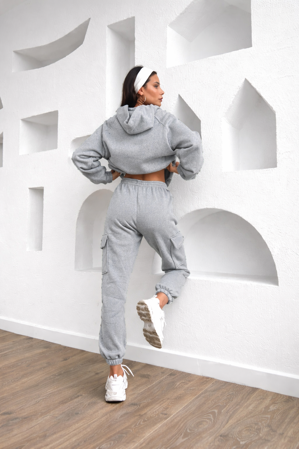 Grey Cozy Hoodie & Cargo Jogger Set