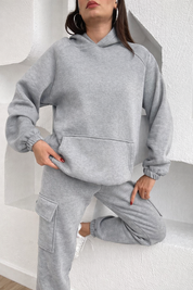 Grey Cozy Hoodie & Cargo Jogger Set