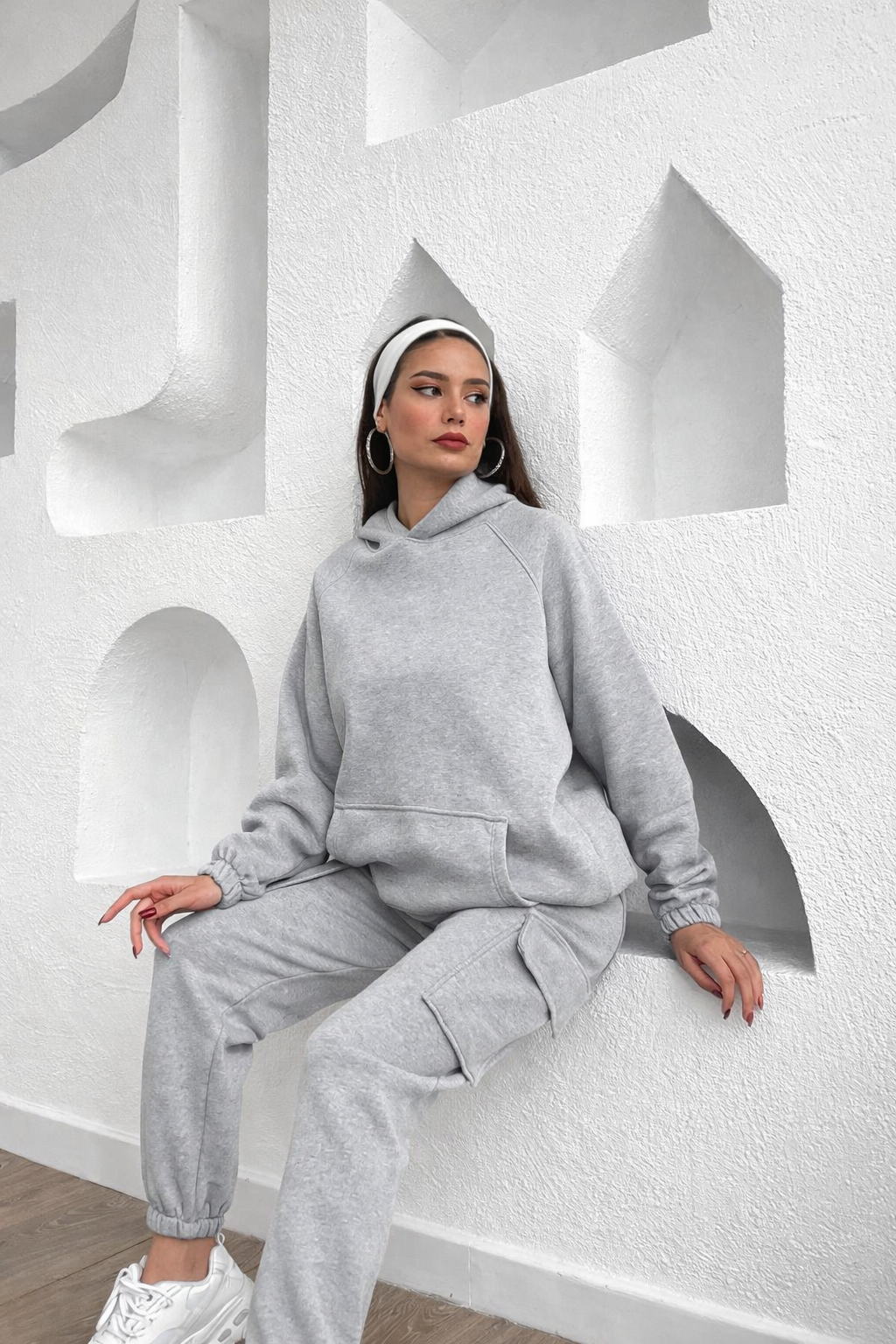 Grey Cozy Hoodie & Cargo Jogger Set
