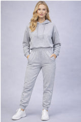 Women's Grey Pullover Hoodie & Joggers Sweatsuit Set