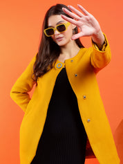 KOTTY Solid Single Breasted Casual Women Blazer (Yellow)