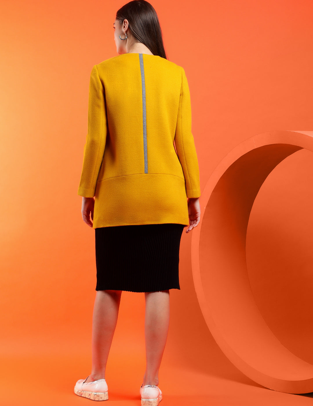 KOTTY Solid Single Breasted Casual Women Blazer (Yellow)