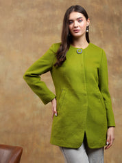 KOTTY Solid Single Breasted Casual Women Blazer (Green)