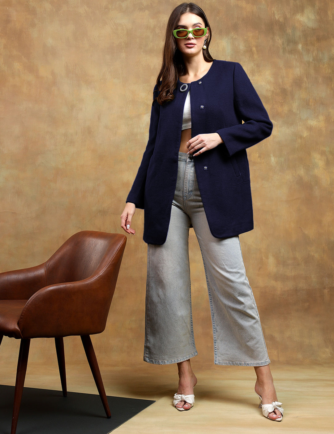 KOTTY Cotton Blend Solid Coat 