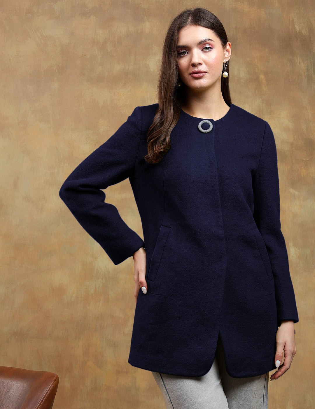 KOTTY Cotton Blend Solid Coat 