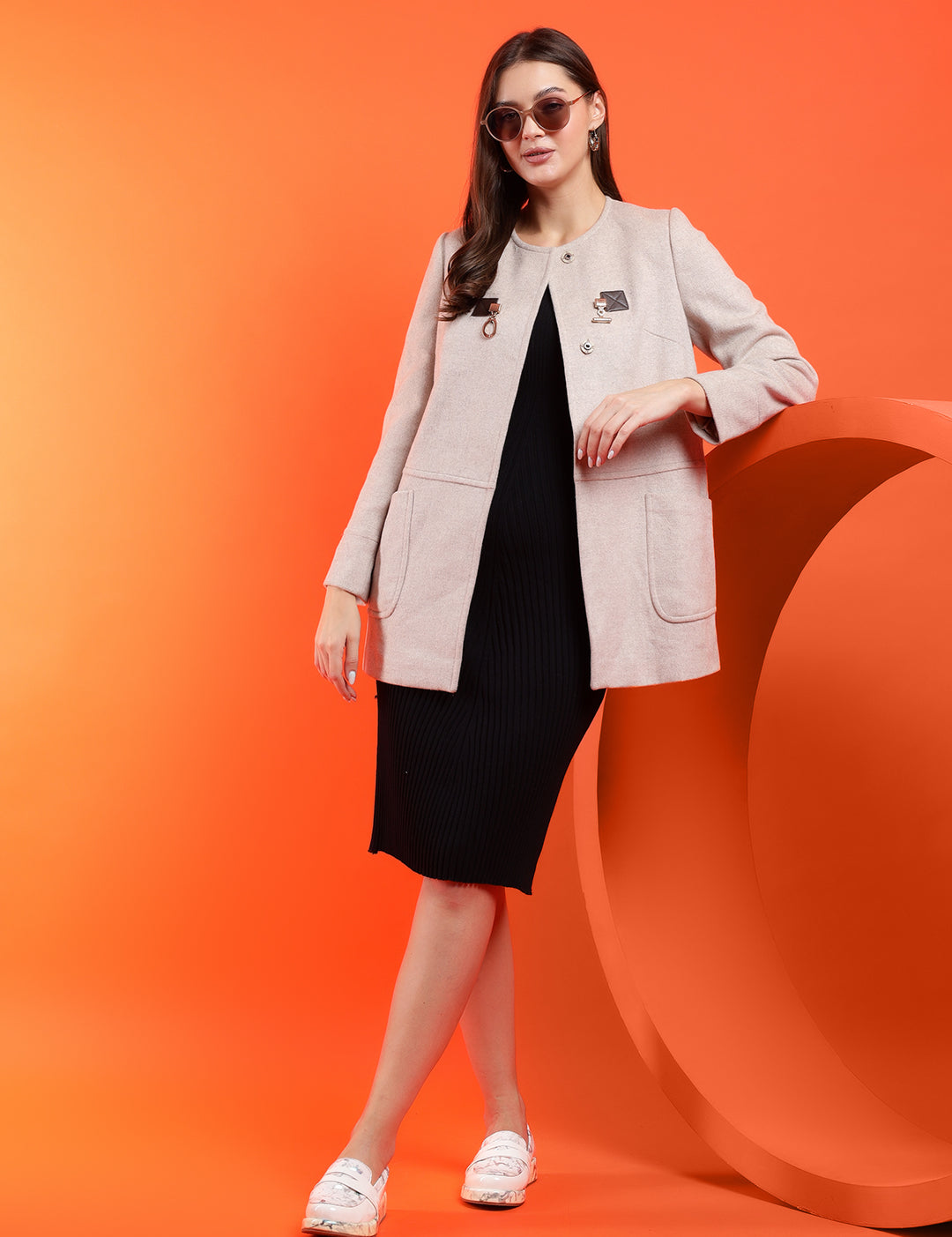 KOTTY Solid Single Breasted Casual Women Blazer (Beige)