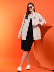 KOTTY Solid Single Breasted Casual Women Blazer (Beige)