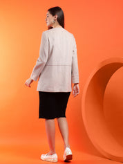 KOTTY Solid Single Breasted Casual Women Blazer (Beige)