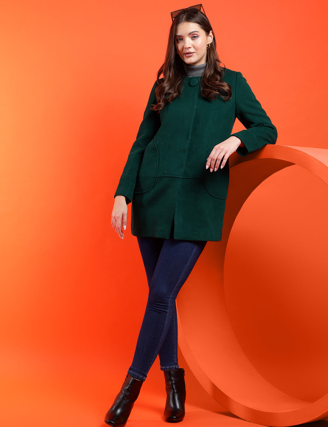 KOTTY Solid Single Breasted Casual Women Blazer (Green)