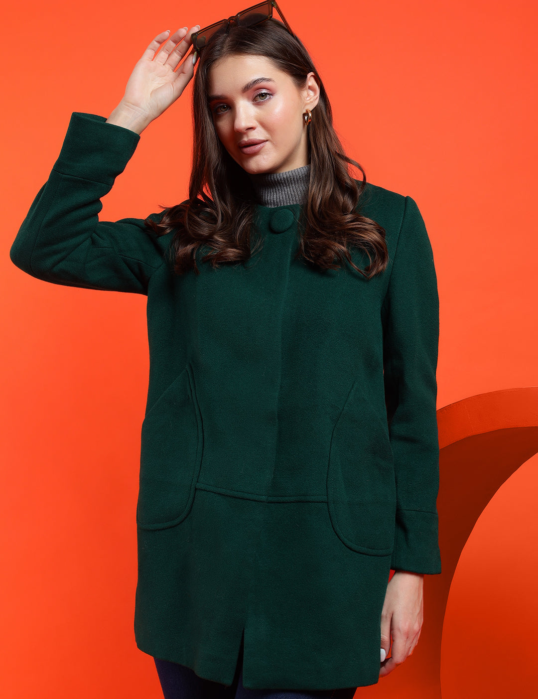 KOTTY Solid Single Breasted Casual Women Blazer (Green)