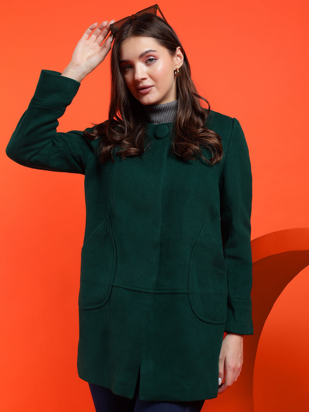 KOTTY Solid Single Breasted Casual Women Blazer (Green)