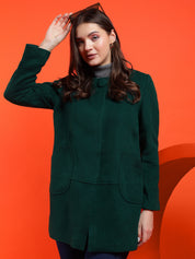 KOTTY Solid Single Breasted Casual Women Blazer (Green)
