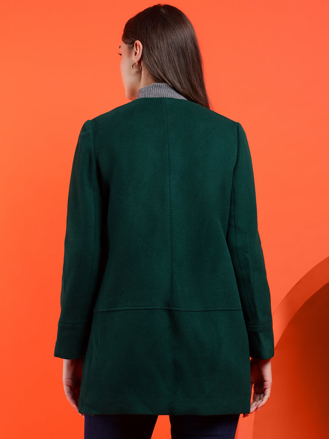 KOTTY Solid Single Breasted Casual Women Blazer (Green)