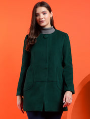 KOTTY Solid Single Breasted Casual Women Blazer (Green)