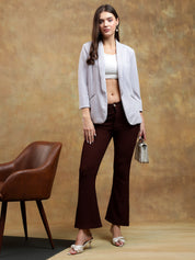 KOTTY Solid Single Breasted Casual Women Blazer (White)