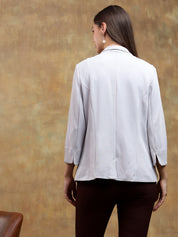 KOTTY Solid Single Breasted Casual Women Blazer (White)