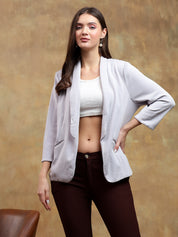 KOTTY Solid Single Breasted Casual Women Blazer (White)