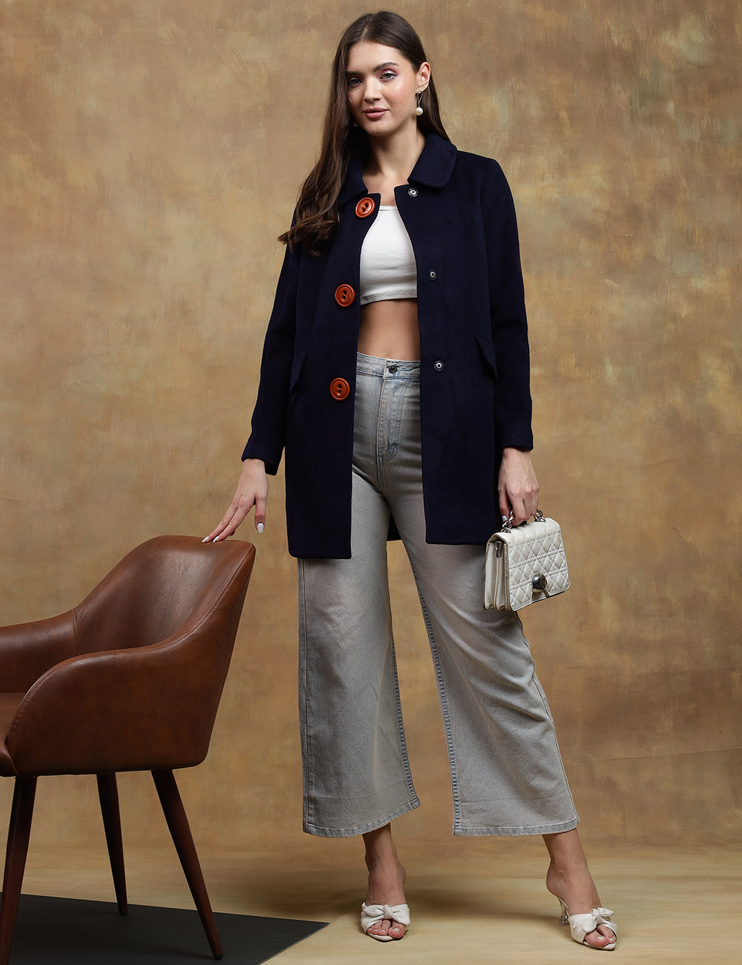 KOTTY Solid Single Breasted Casual Women Blazer (Blue)