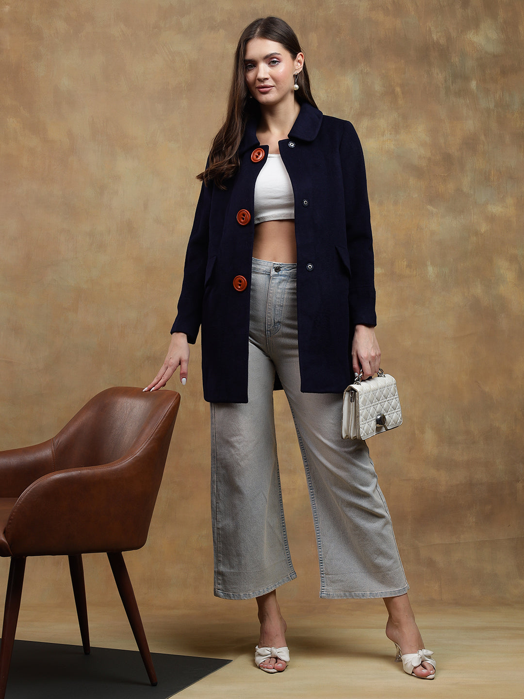 KOTTY Solid Single Breasted Casual Women Blazer (Blue)