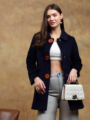 KOTTY Solid Single Breasted Casual Women Blazer (Blue)