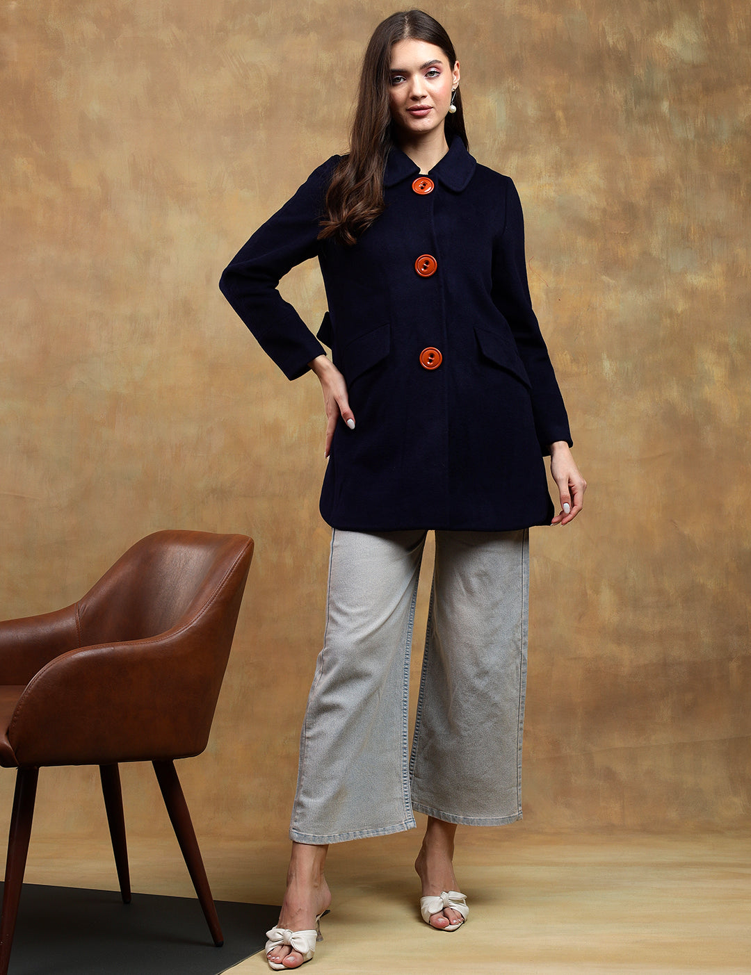 KOTTY Solid Single Breasted Casual Women Blazer (Blue)