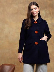 KOTTY Solid Single Breasted Casual Women Blazer (Blue)