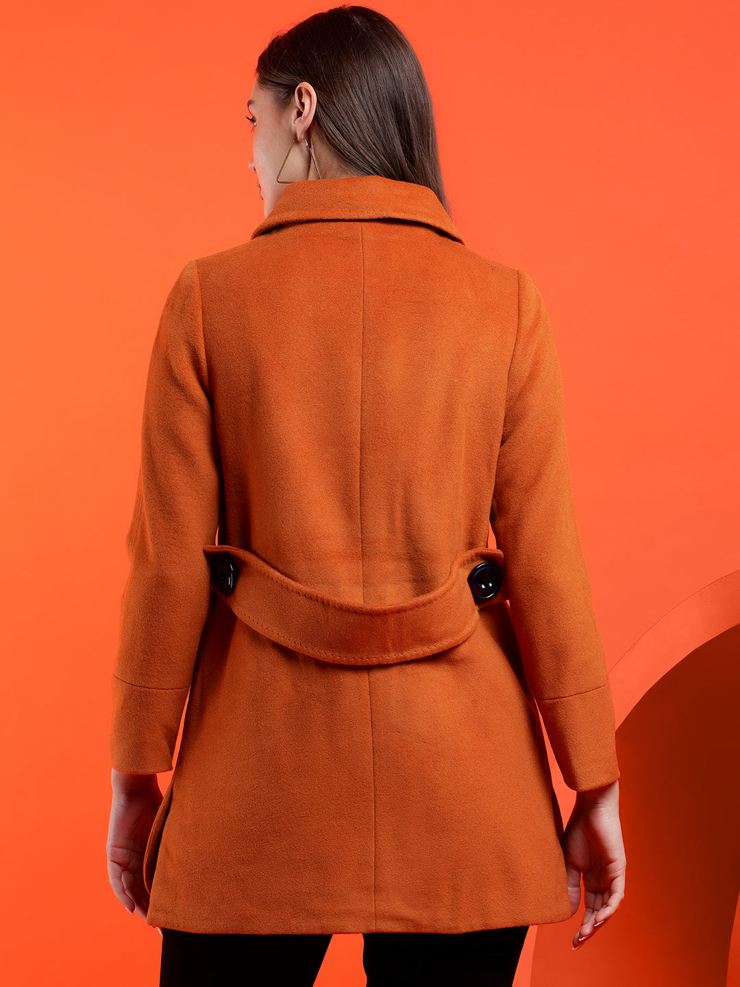 KOTTY Solid Single Breasted Casual Women Blazer (Orange)