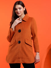KOTTY Solid Single Breasted Casual Women Blazer (Orange)