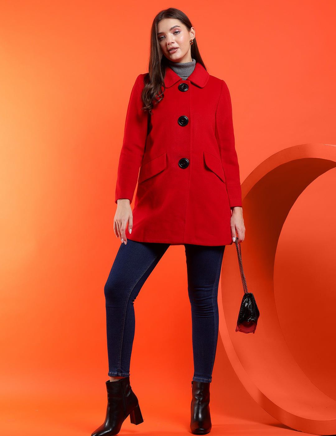 KOTTY Solid Single Breasted Casual Women Blazer (Red)