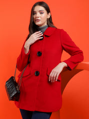KOTTY Solid Single Breasted Casual Women Blazer (Red)