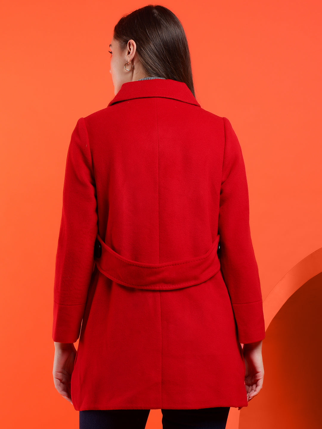KOTTY Solid Single Breasted Casual Women Blazer (Red)