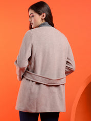 KOTTY Solid Double Breasted Casual Women Blazer (Beige)